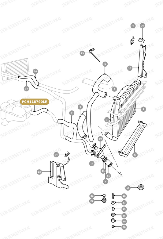 PCH118790LR GENUINE LAND ROVER - HOSE - UPPER