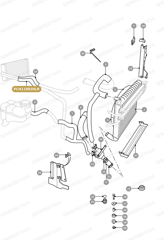 PCH118830LR GENUINE LAND ROVER - HOSE - HEATER WATER