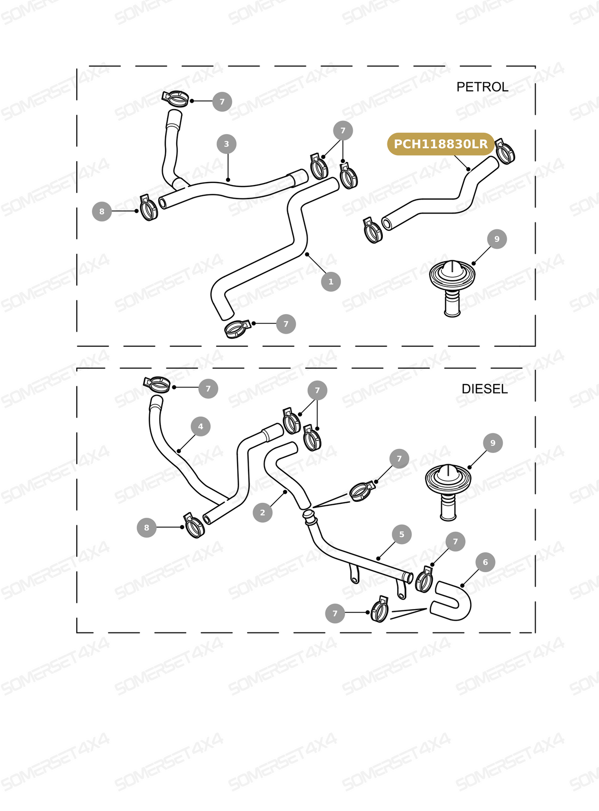 PCH118830LR GENUINE LAND ROVER - HOSE - HEATER WATER