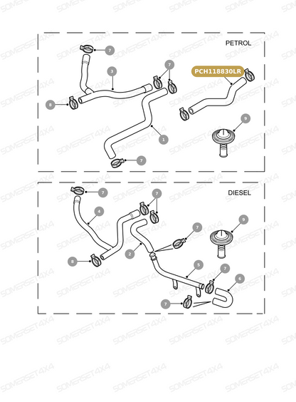 PCH118830LR GENUINE LAND ROVER - HOSE - HEATER WATER