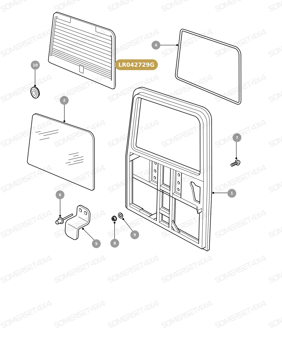 LR042729G LAND ROVER - GLASS - REAR END DOOR - WITH HEATED REAR WINDOW From PR2 ALLMAKES OE