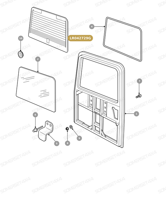 LR042729G LAND ROVER - GLASS - REAR END DOOR - WITH HEATED REAR WINDOW From PR2 ALLMAKES OE