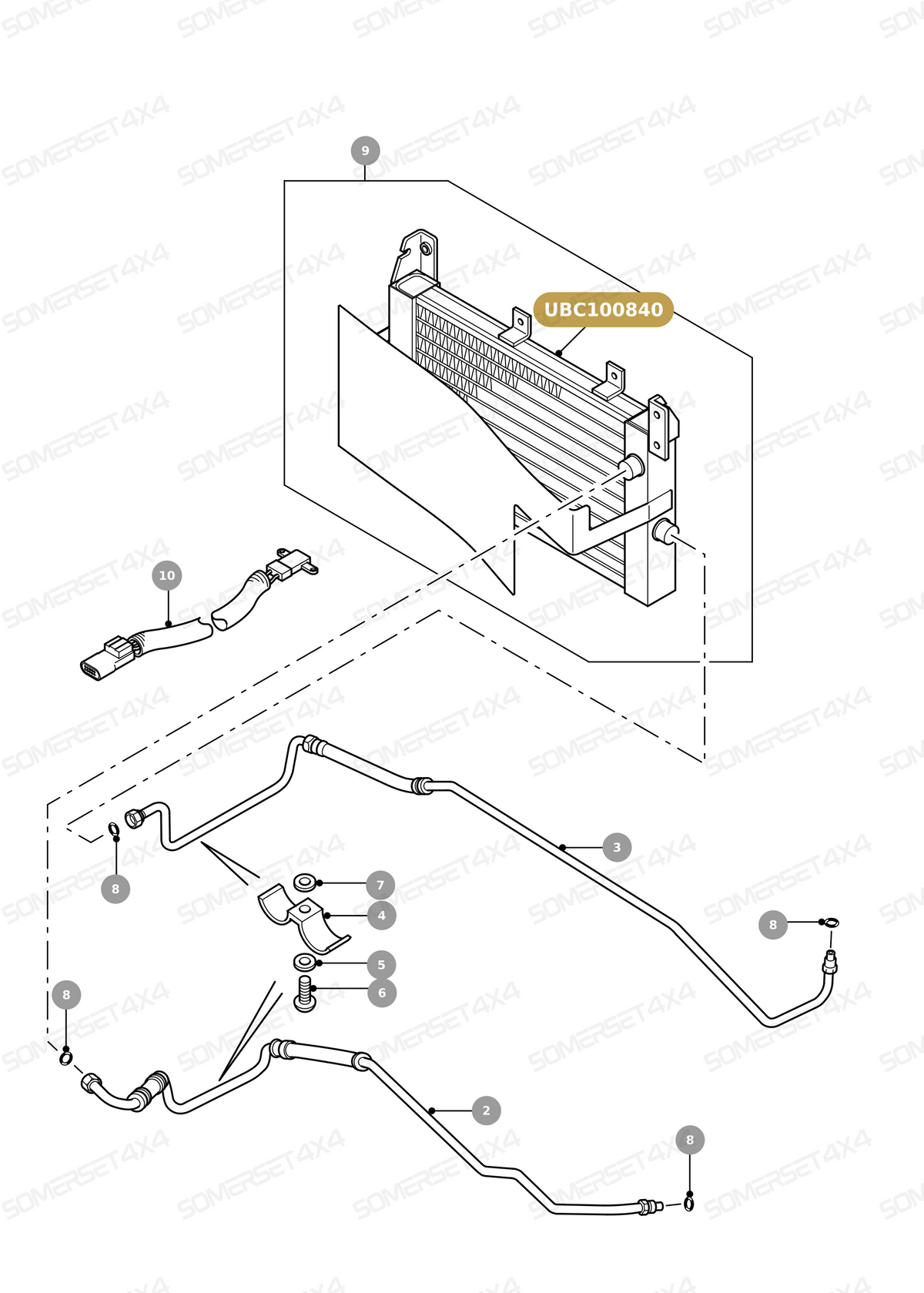 UBC100840 LAND ROVER - OIL COOLER ASSY - RR P38 From ALLMAKES