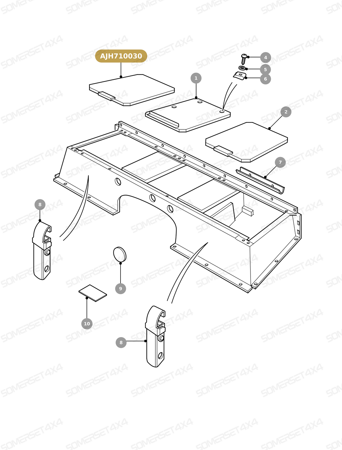 AJH710030 LAND ROVER - LID ASSEMBLY LOCKER From ALLMAKES