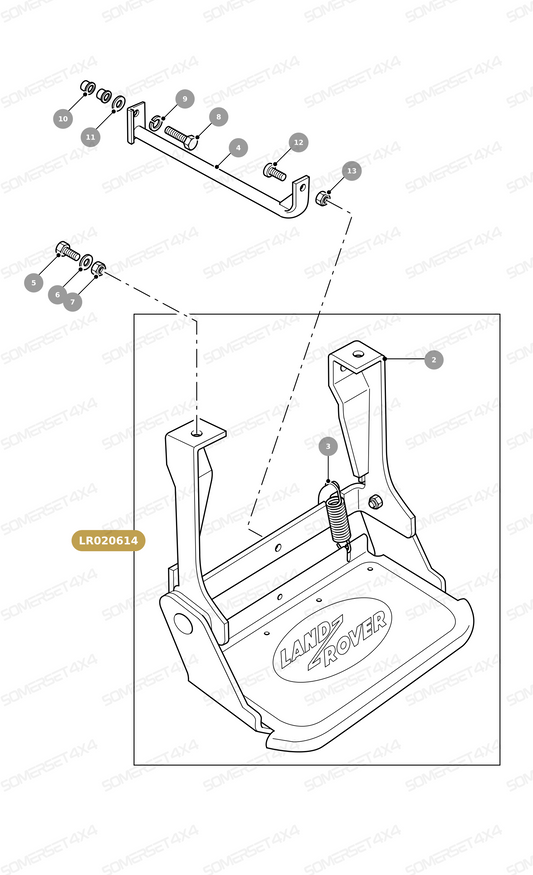 LR020614 LAND ROVER - SIDE STEP - FOLDING - BLACK - RUBBER TOP From ALLMAKES