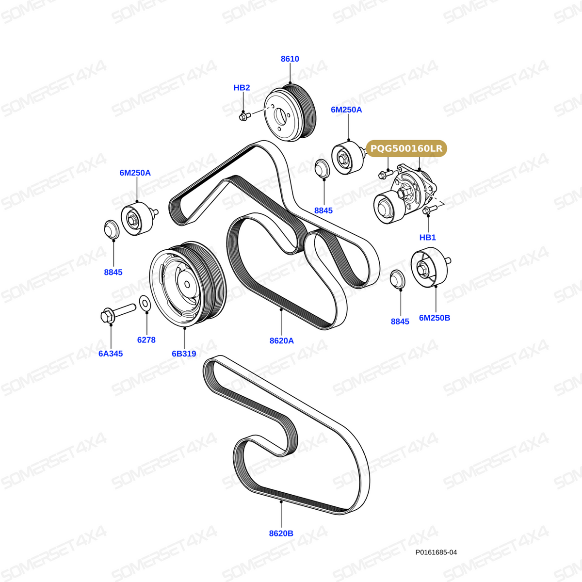 PQG500160LR GENUINE LAND ROVER - TENSIONER - DRIVE BELT