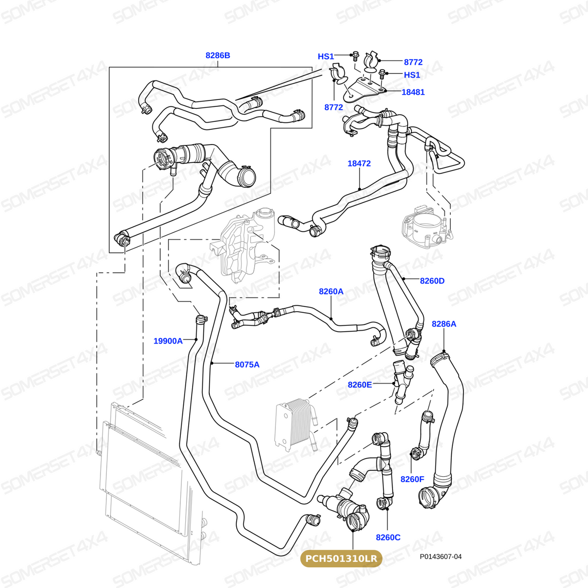 PCH501310LR GENUINE LAND ROVER - HOSE - RADIATOR