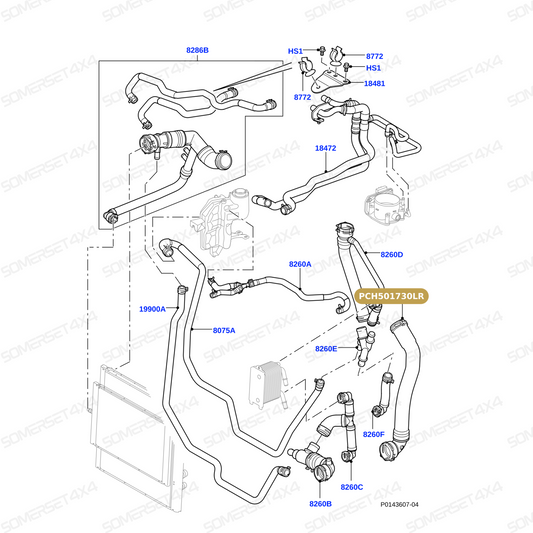 PCH501730LR GENUINE LAND ROVER - HOSE - RADIATOR