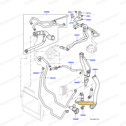 PCH501880LR GENUINE LAND ROVER - HOSE - RADIATOR