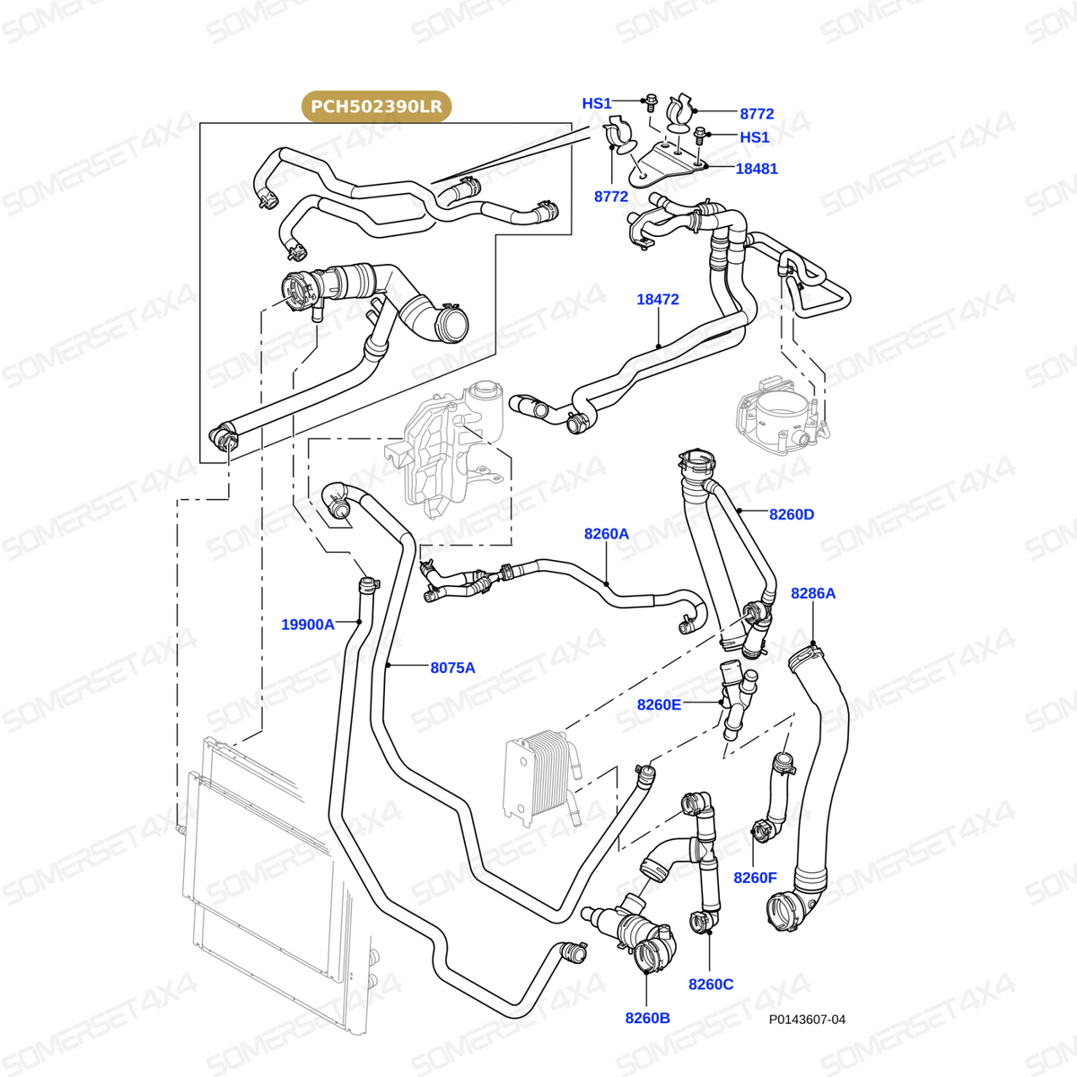 PCH502390LR GENUINE LAND ROVER - HOSE - RADIATOR