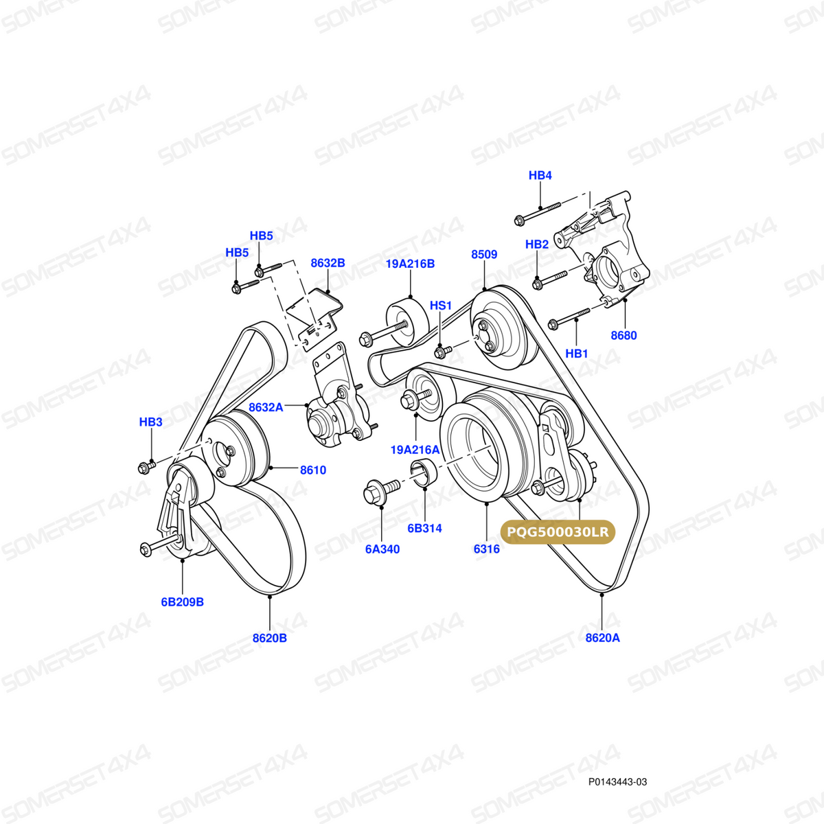 PQG500030LR GENUINE LAND ROVER - TENSIONER