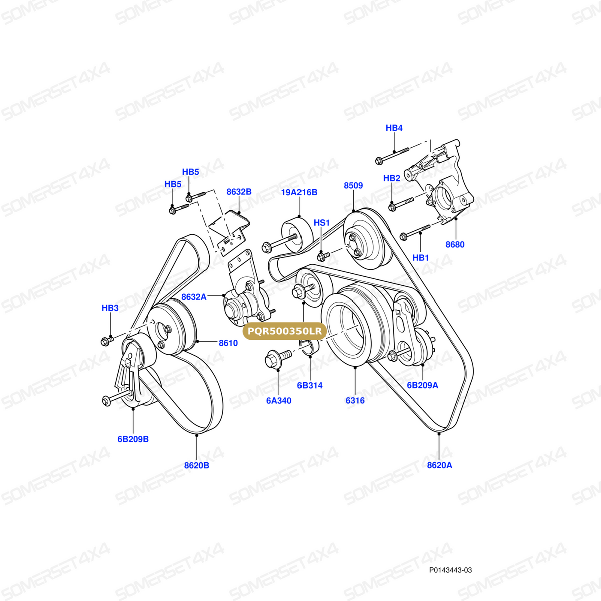 PQR500350LR GENUINE LAND ROVER - PULLEY - TENSION