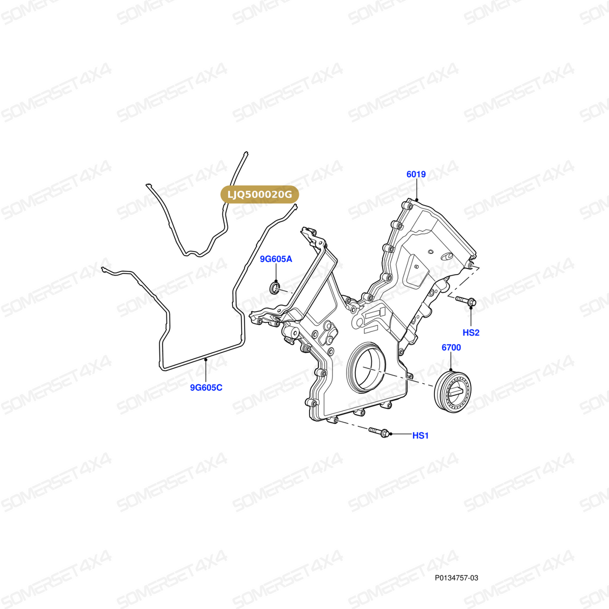 LJQ500020G LAND ROVER - GASKET-TIMING COVER-UPPER 4.2SC 4.4EFI L319;L320;L322 From ELRING