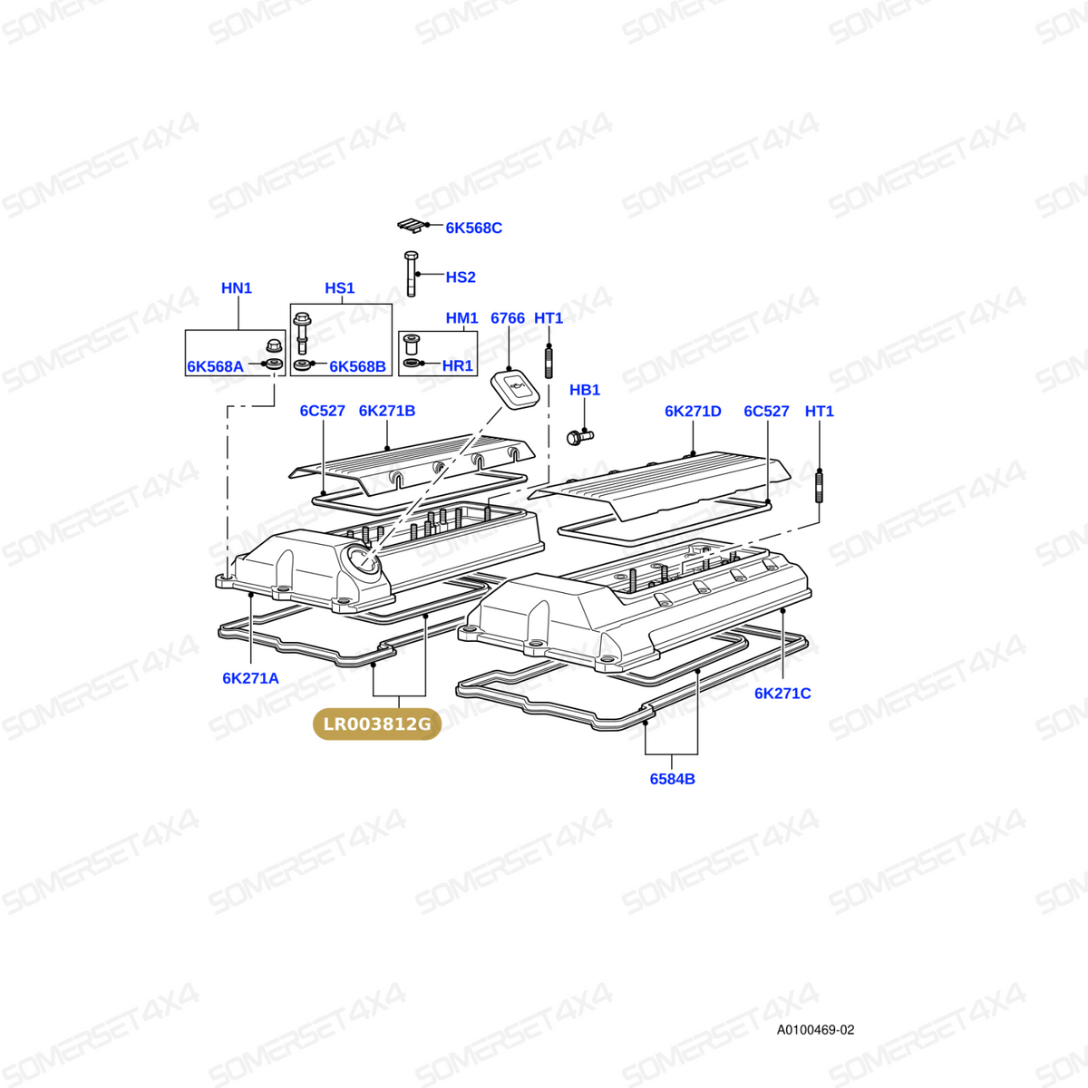 LR003812G LAND ROVER - GASKET - VALVE COVER - CYLINDERS 1-4 - 4.4 M62 PETROL From PR2 ALLMAKES OE