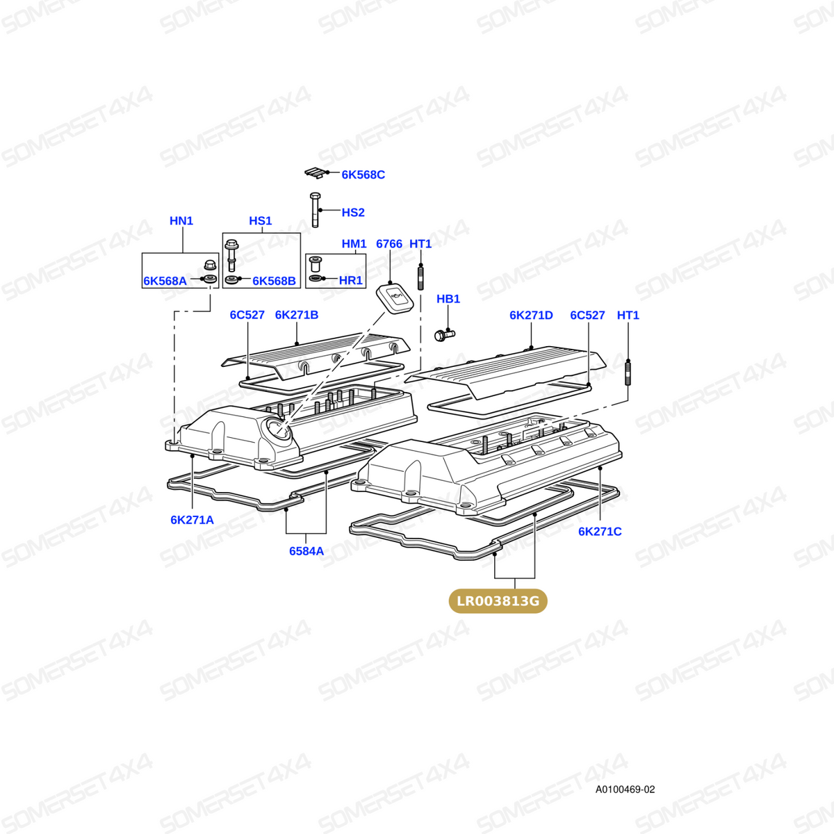 LR003813G LAND ROVER - GASKET - VALVE COVER - CYLINDERS 5-8 - 4.4 M62 PETROL From PR2 ALLMAKES OE