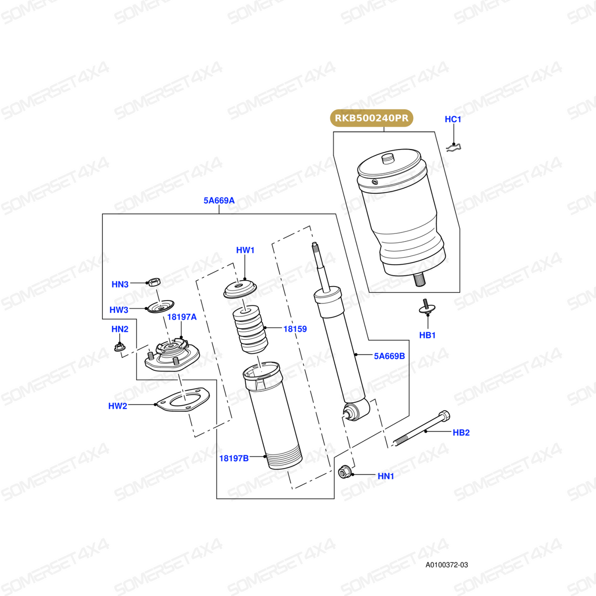 RKB500240PR LAND ROVER - AIR SPRING From PROEVO+