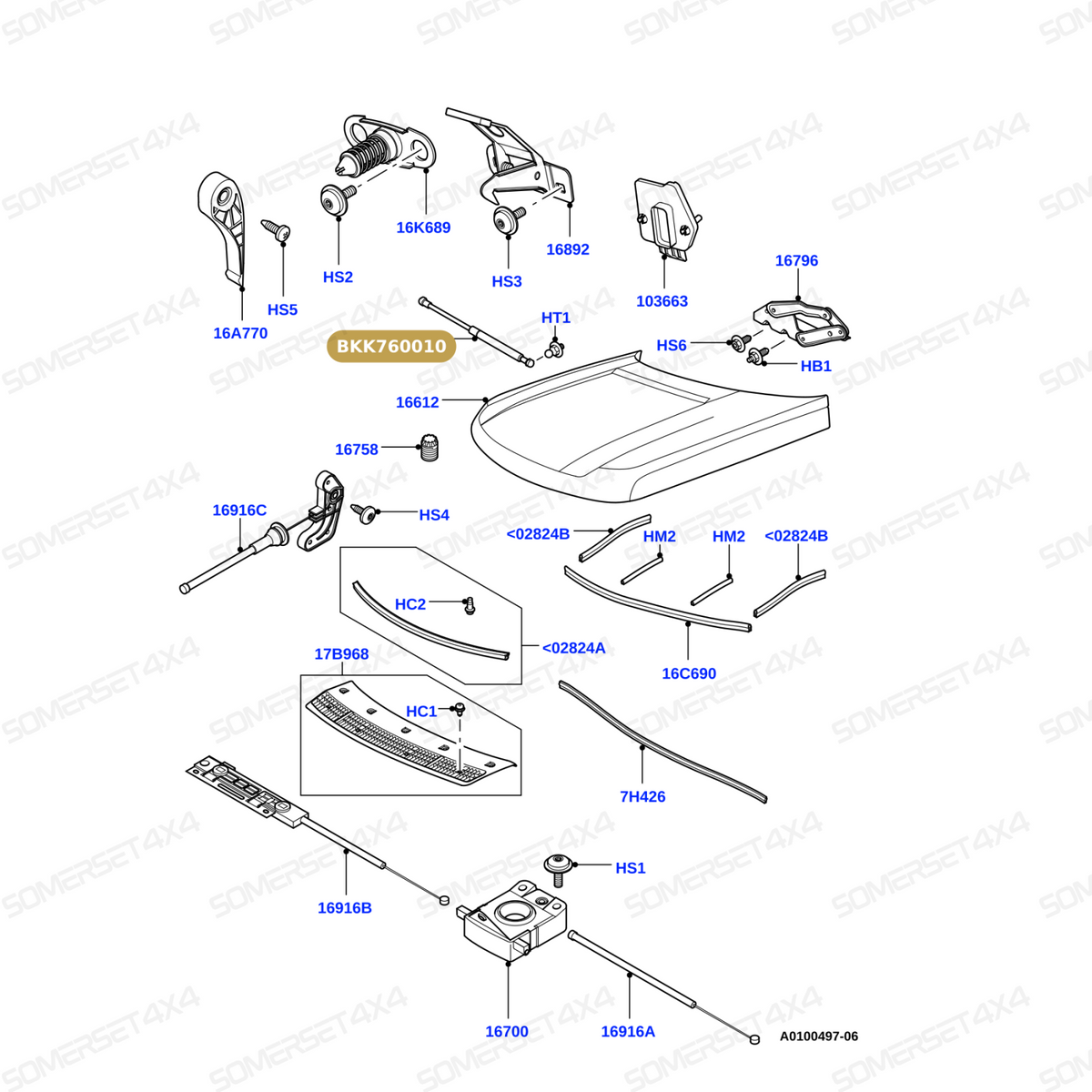 BKK760010 LAND ROVER - STRUT - GAS - HOOD From BRITPART