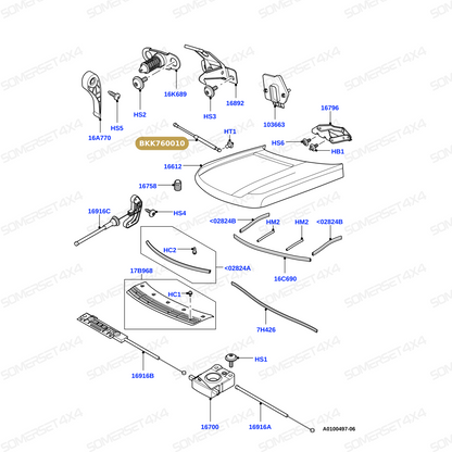 BKK760010 LAND ROVER - STRUT - GAS - HOOD From BRITPART