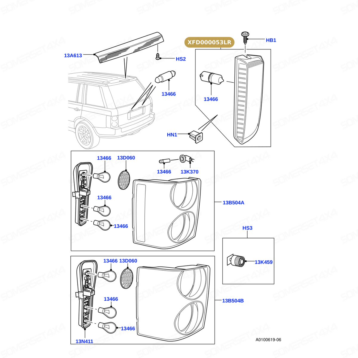 XFD000053LR GENUINE LAND ROVER - LAMP - REAR