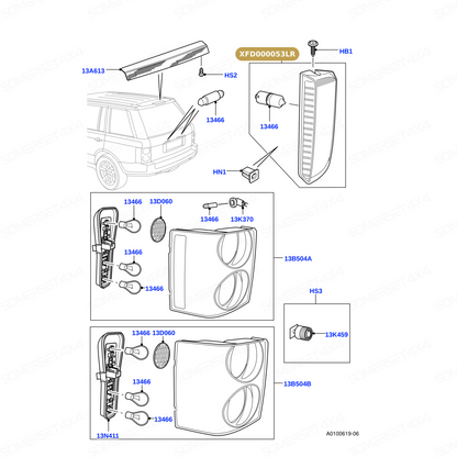 XFD000053LR GENUINE LAND ROVER - LAMP - REAR