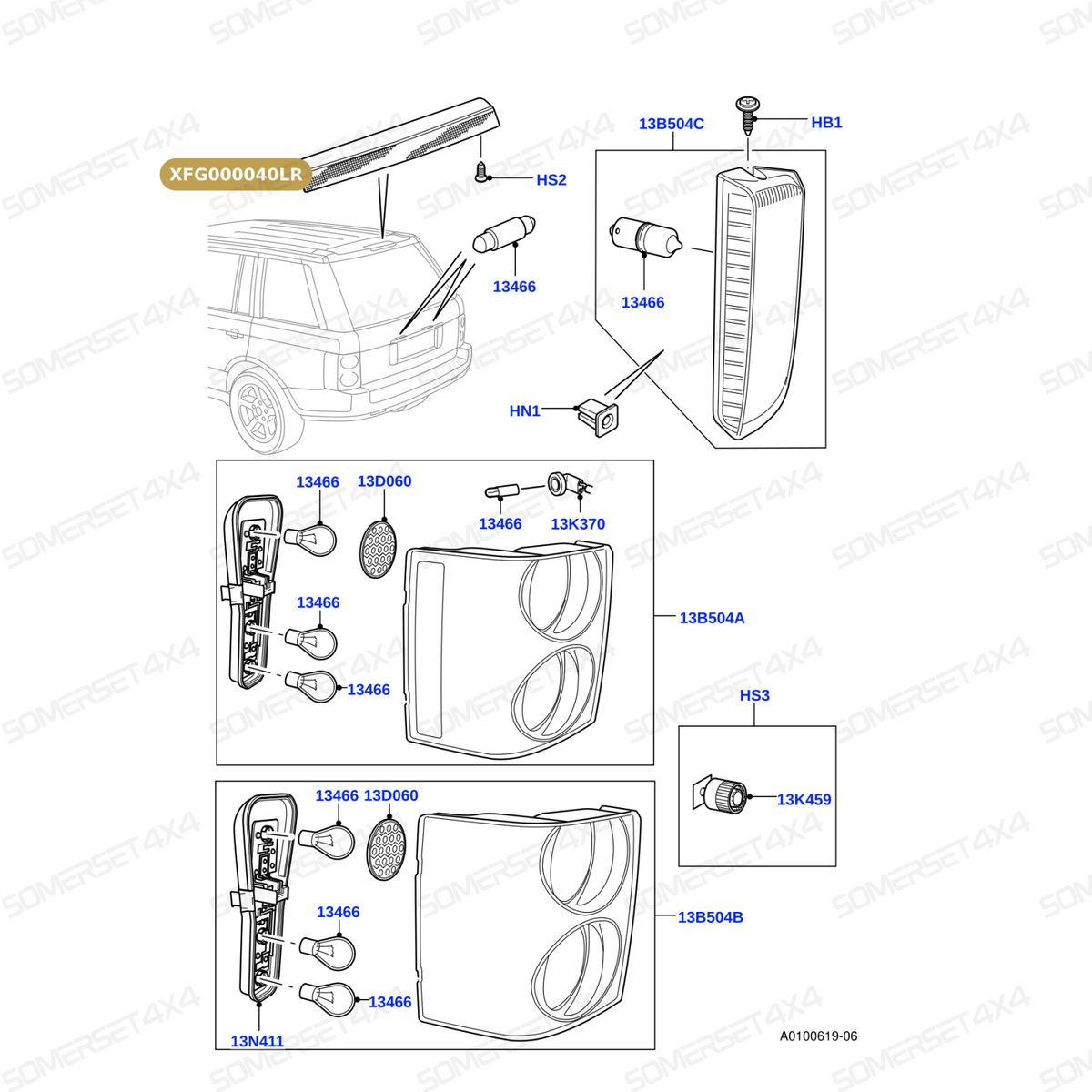 XFG000040LR GENUINE LAND ROVER - LAMP - STOP - HIGH MOUNTED