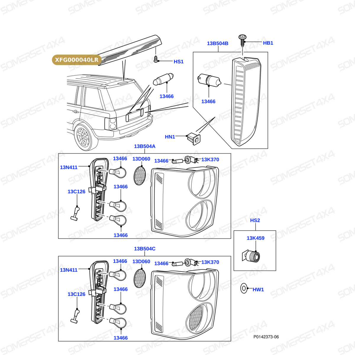 XFG000040LR GENUINE LAND ROVER - LAMP - STOP - HIGH MOUNTED