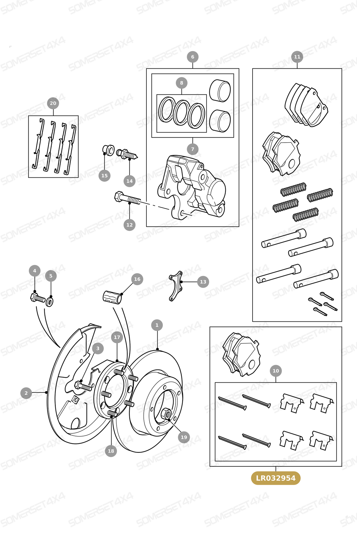 LR032954 LAND ROVER - KIT - BRAKE LINING - REAR - FITS DEF 07> From DELPHI