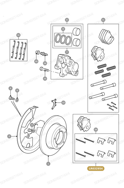 LR032954 LAND ROVER - KIT - BRAKE LINING - REAR - FITS DEF 07> From DELPHI