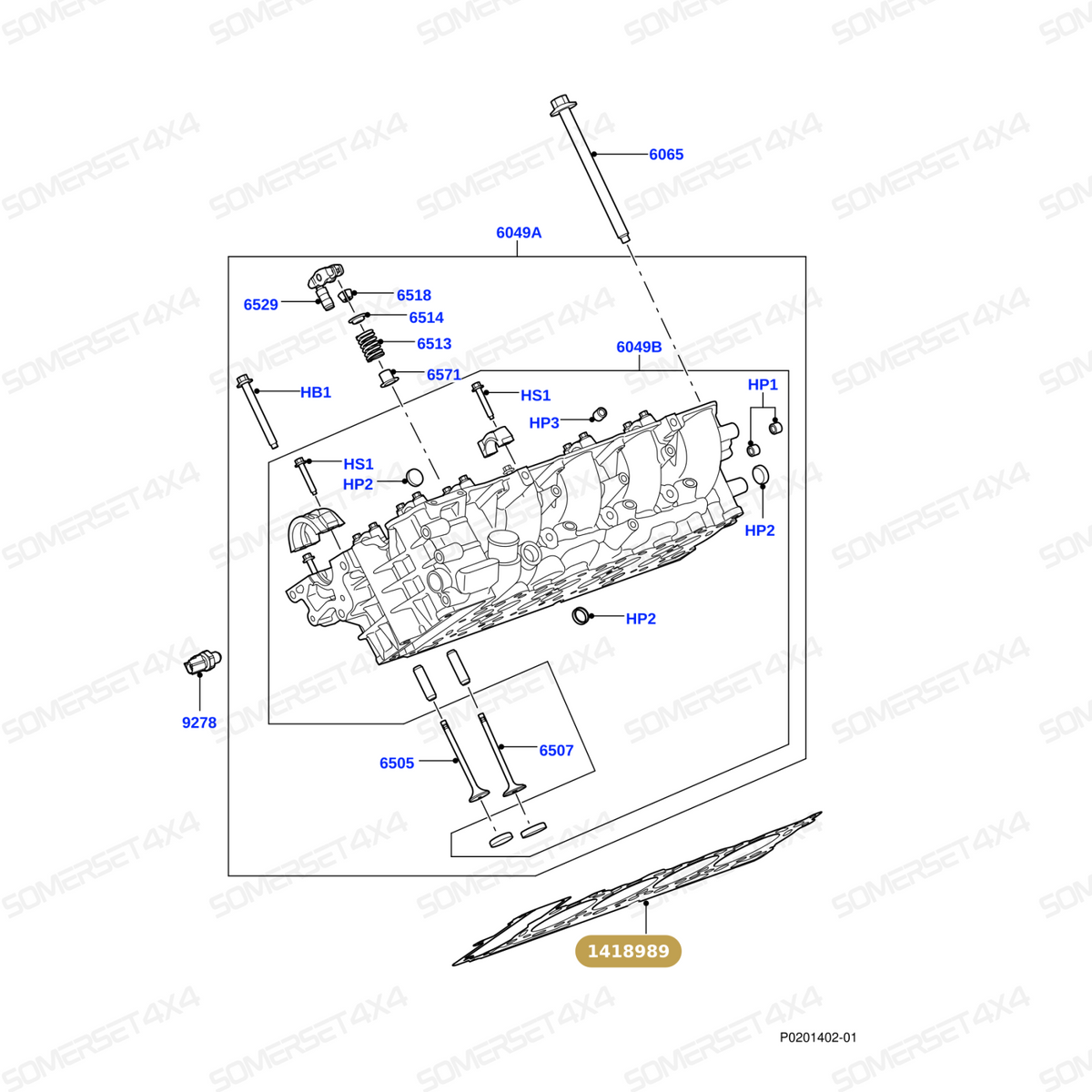 1418989 LAND ROVER - GASKET - CYLINDER HEAD - RH (GRADE 5) 3.6D L320 L322 From PR2 ALLMAKES