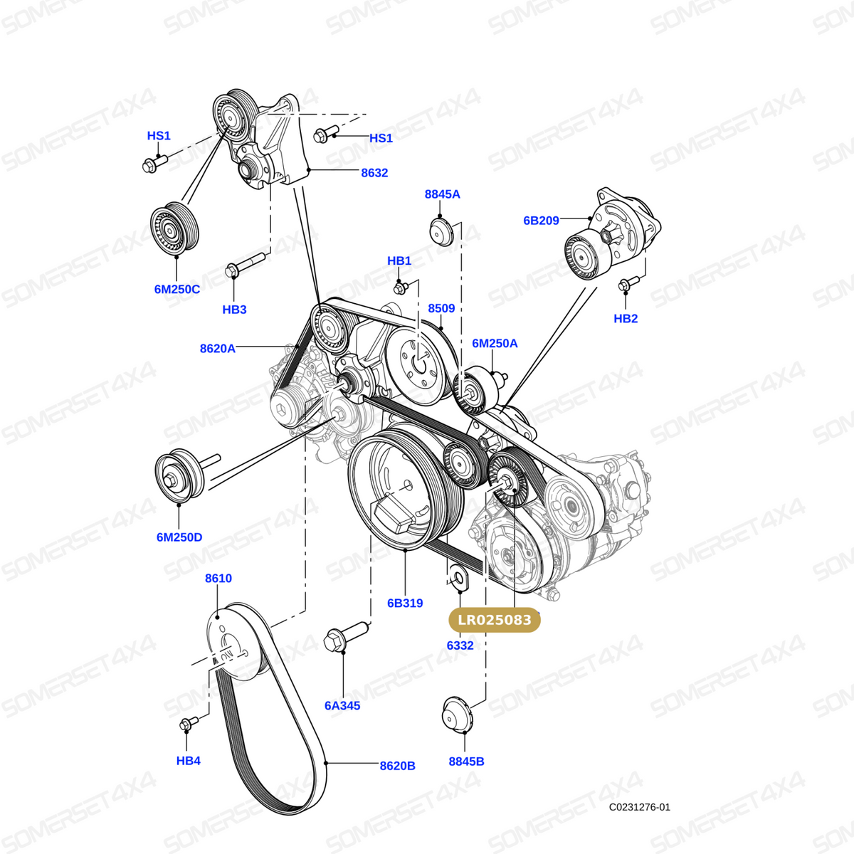 LR025083 LAND ROVER - IDLER ASSY - RR L322 - RR L405 - RRS 14> - TD8 4.4 DIESEL From ALLMAKES