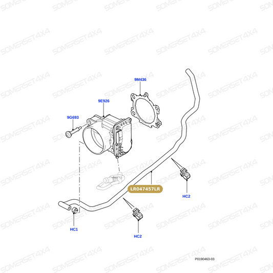 LR047457LR GENUINE LAND ROVER - HOSE - THROTTLE BODY HEATER INLET