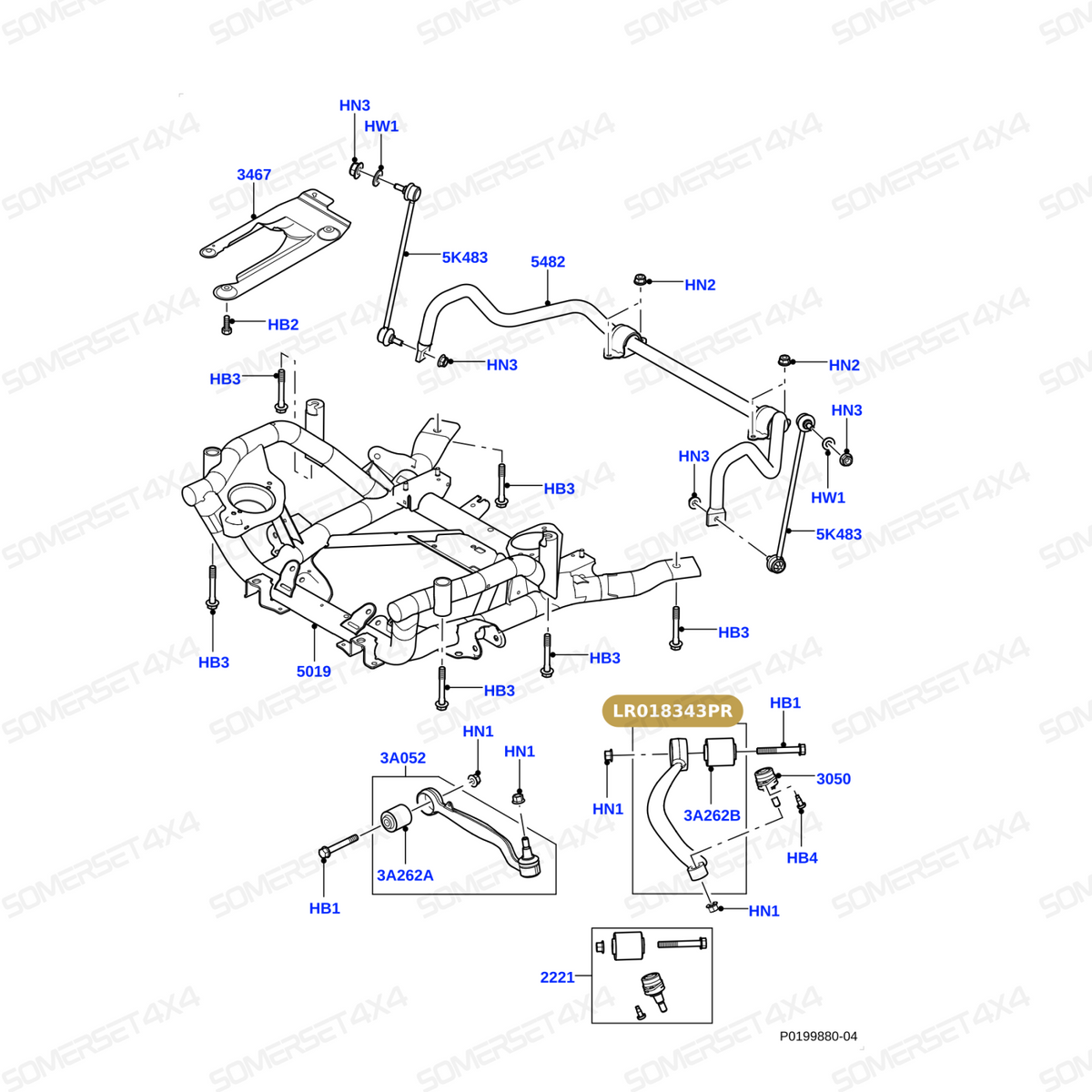 LR018343PR LAND ROVER - ARM - TRACK CONTROL - FRONT - RH - UPPER From PROEVO+