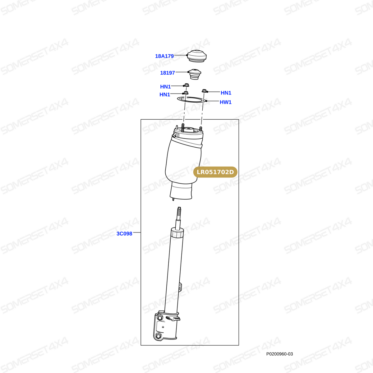 LR051702D LAND ROVER - SPRING - AIR SUSPENSION From DUNLOP