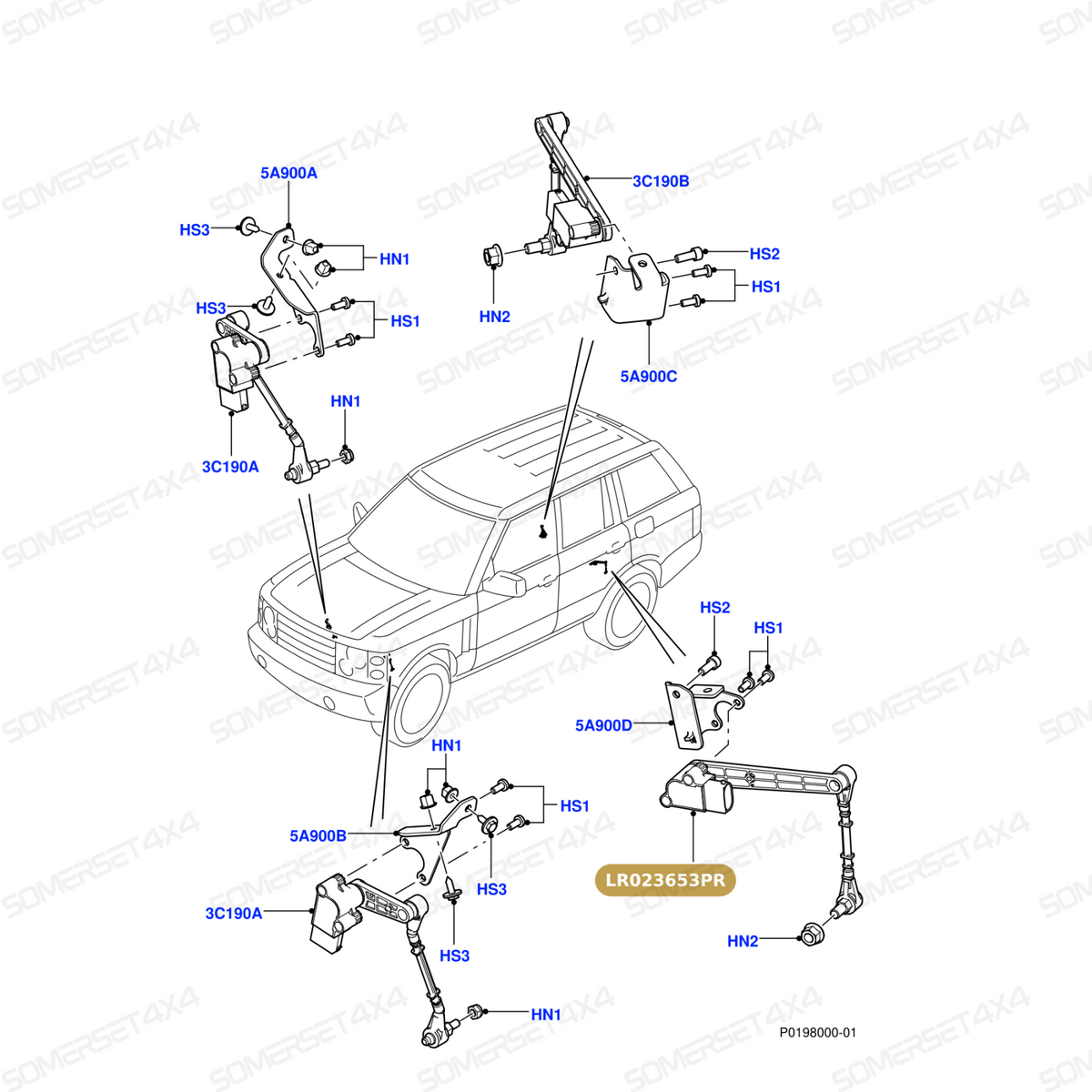 LR023653PR LAND ROVER - SENSOR - RIDE HEIGHT - AIR SUSPENSION From PROEVO+