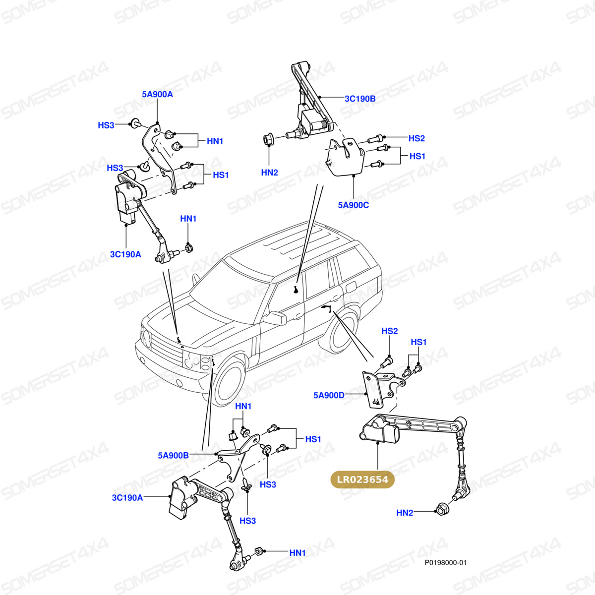 LR023654 LAND ROVER - SENSOR - AIR SUSPENSION From ALLMAKES