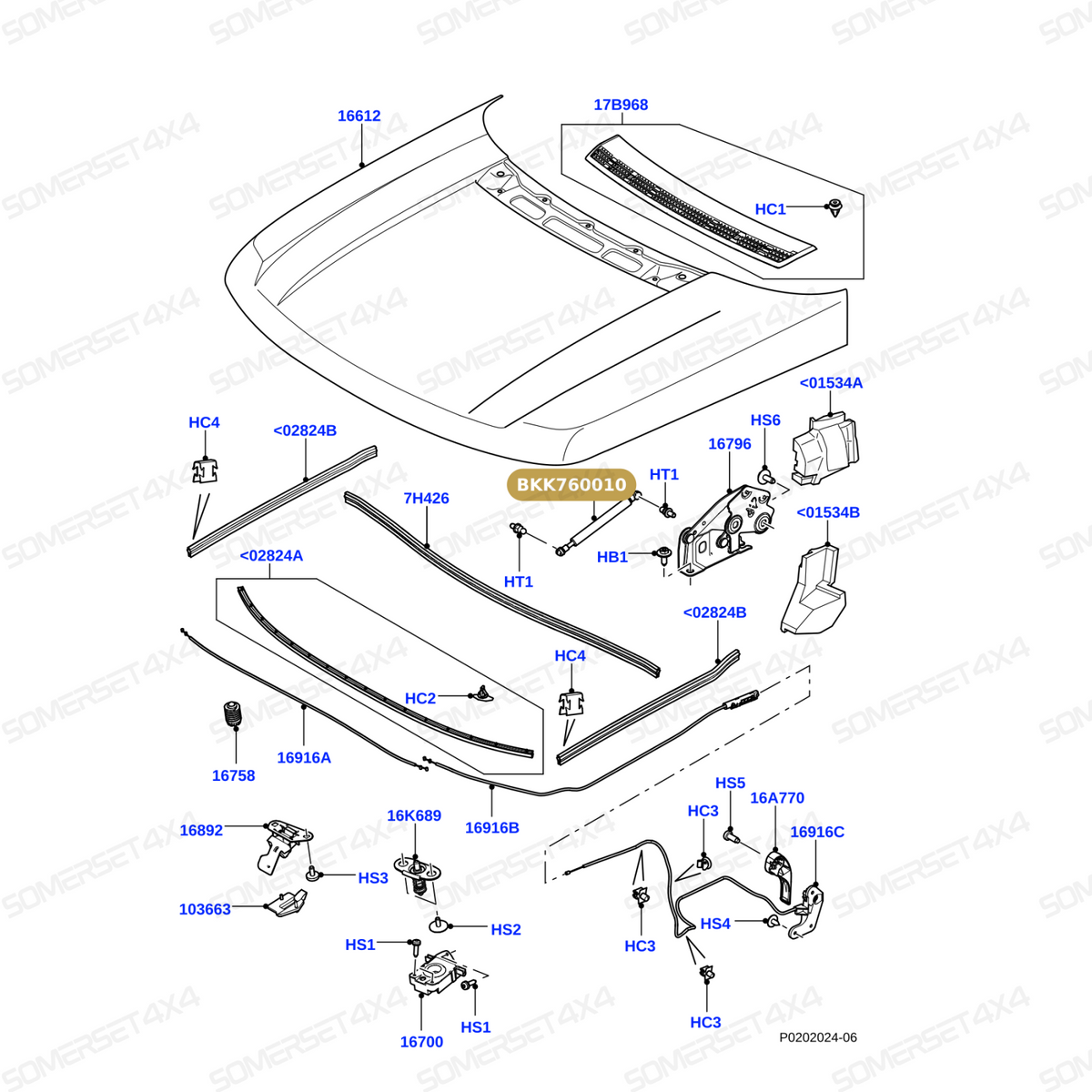 BKK760010 LAND ROVER - STRUT - GAS - HOOD From BRITPART
