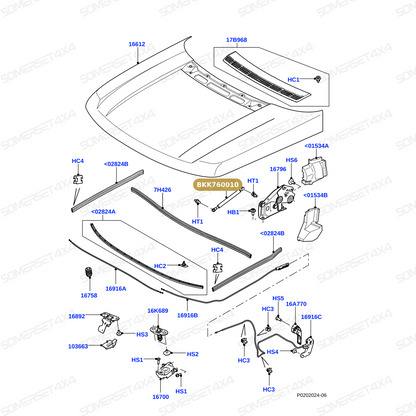 BKK760010 LAND ROVER - STRUT - GAS - HOOD From BRITPART