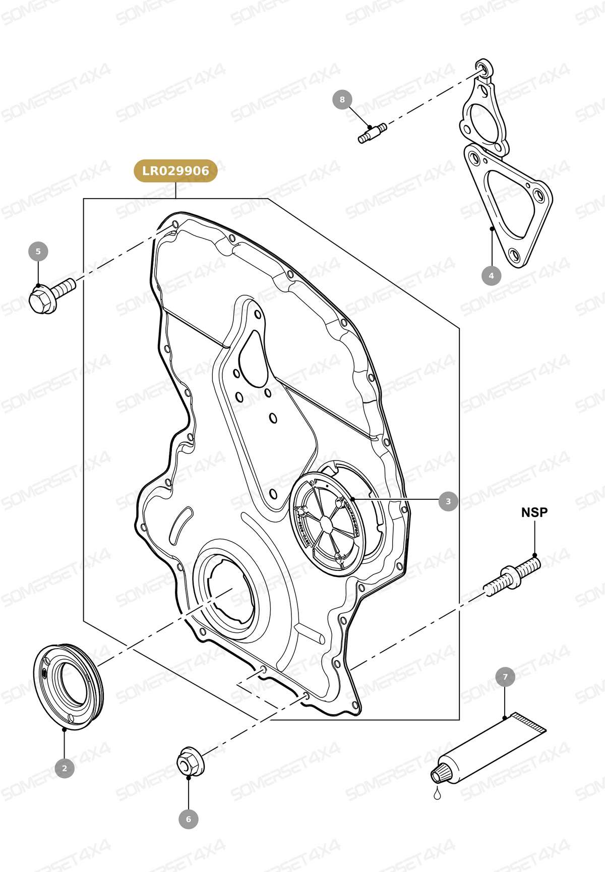 LR029906 LAND ROVER - COVER CYLINDER FRONT From ALLMAKES