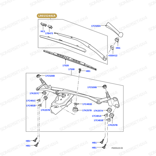 LR015244LR GENUINE LAND ROVER - ARM - WIPER