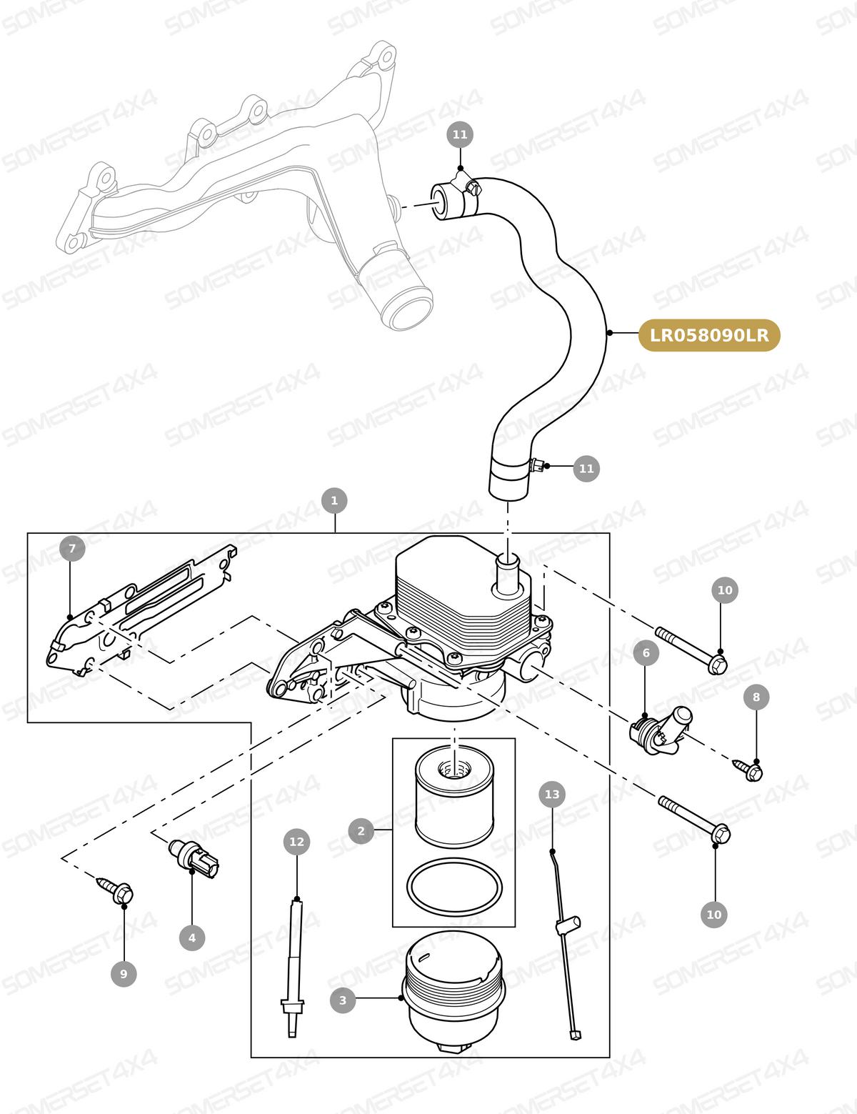 LR058090LR GENUINE LAND ROVER - HOSE - WATER