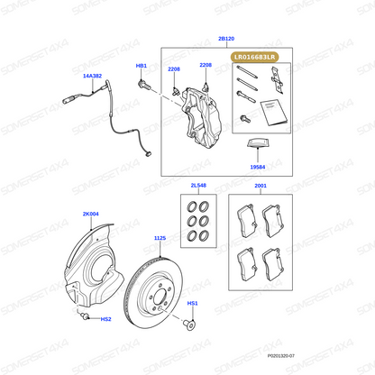 LR016683LR GENUINE LAND ROVER - KIT - BRAKE CALIPER ATTACHMENT