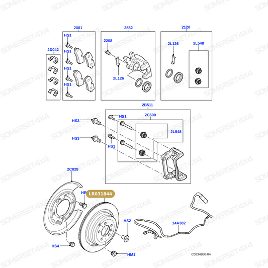 LR031844 LAND ROVER - REAR BRAKE DISC - VENTED - 5.0 V8 PETROL NA - TD6 3.6 DIESEL From PR2 ALLMAKES