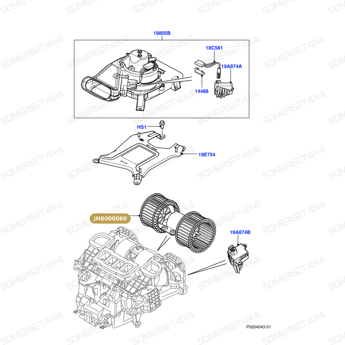 JNB000060 LAND ROVER - BLOWER ASSY - FITS RR L322 From NISSENS