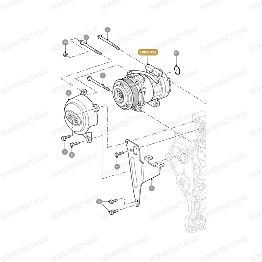 LR031453 LAND ROVER - AIR CONDITIONING COMPRESSOR - DEF 07 - TD4 2.2 DIESEL From SANDEN