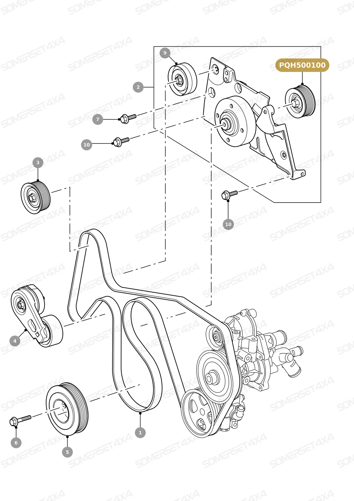 PQH500100 LAND ROVER - DRIVE BELT IDLER - INNER From ALLMAKES