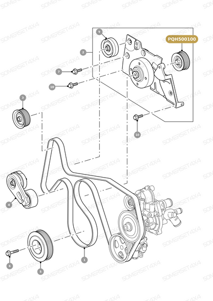PQH500100 LAND ROVER - DRIVE BELT IDLER - INNER From ALLMAKES