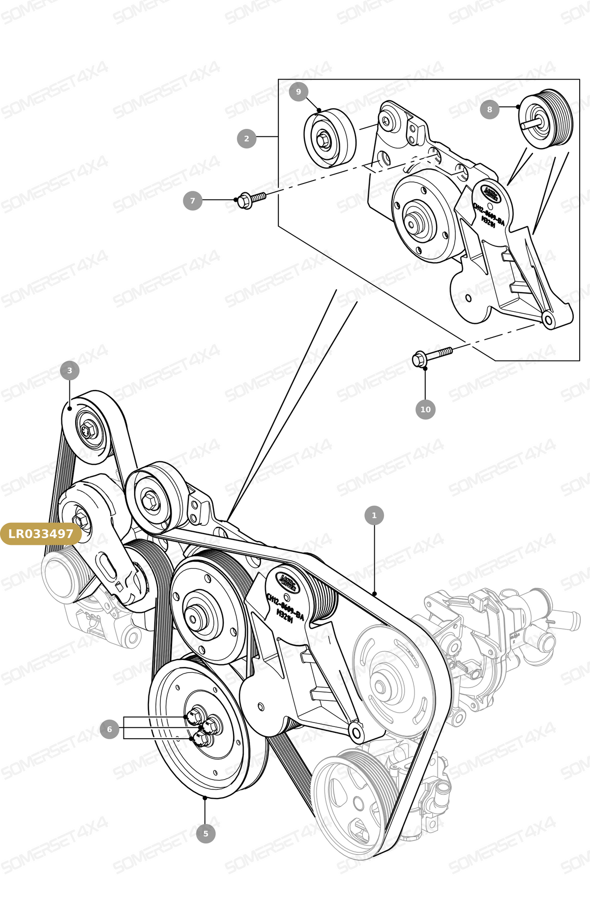 LR033497 LAND ROVER - PULLEY-TENSION From ALLMAKES