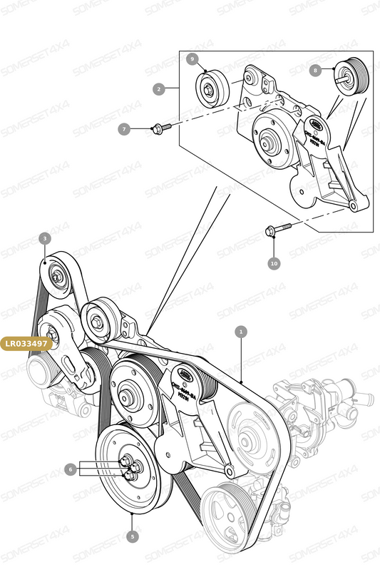 LR033497 LAND ROVER - PULLEY-TENSION From ALLMAKES