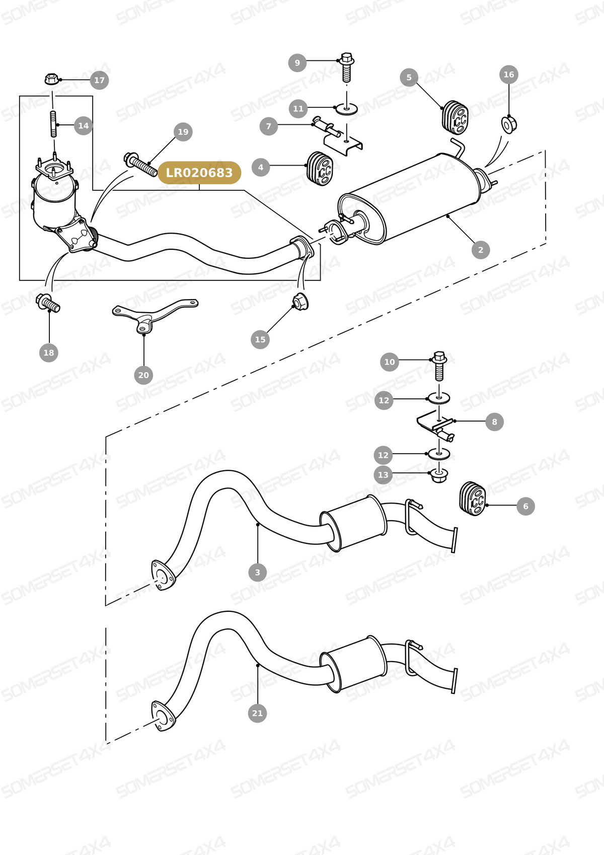 LR020683 LAND ROVER - PIPE - EXHAUST - FRONT From PR2 ALLMAKES