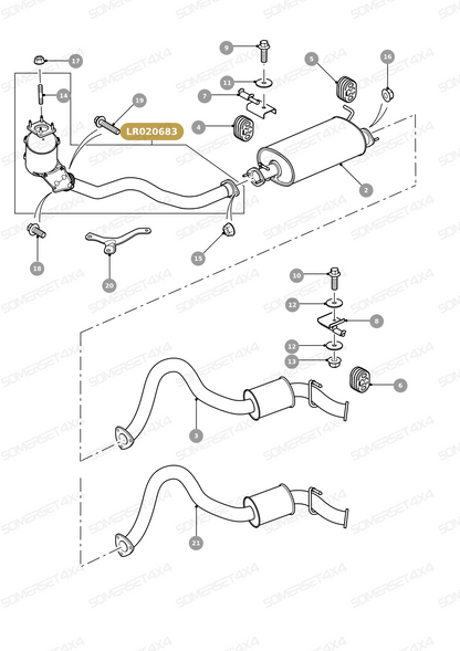 LR020683 LAND ROVER - PIPE - EXHAUST - FRONT From PR2 ALLMAKES